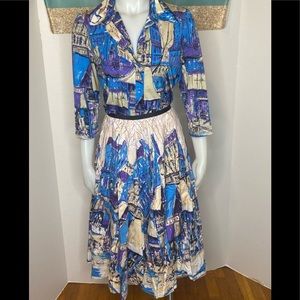 Ideology print of a town shirt size Medium and skirt size 4.